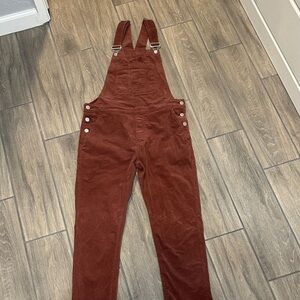 GAP Rust Corduroy Overalls with silvertone hardware & sidebuttons.